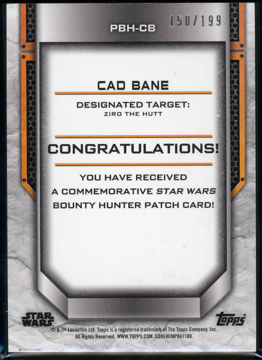 2021 Topps Star Wars Bounty Hunter Cad Bane Patch Blue Parallel 150/199 PBH-CB