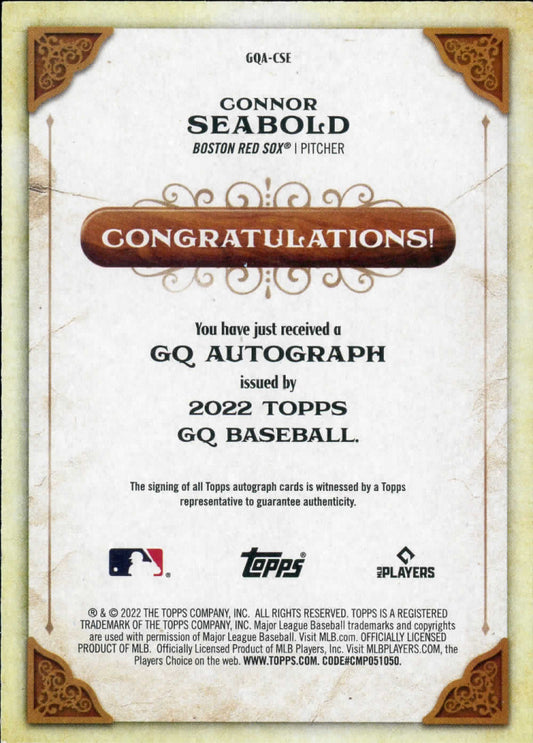 2022 Topps Gypsy Queen Autographs Connor Seabold Auto RC