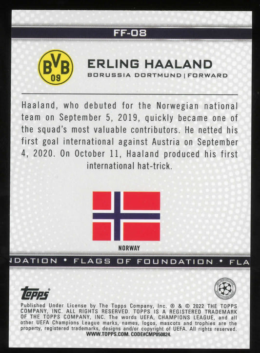2021-22 Topps UEFA Champions League Flags of Foundation Erling Haaland