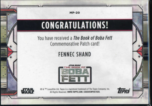 2022 Topps Star Wars Book Of Boba Fett, Fennec Shands Commemorative Patch MP-20