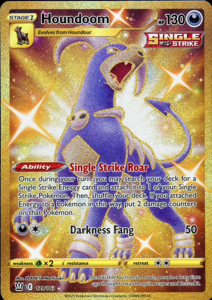 Houndoom 179/163 Pokemon Battle Styles Gold Secret Rare Full Art Card