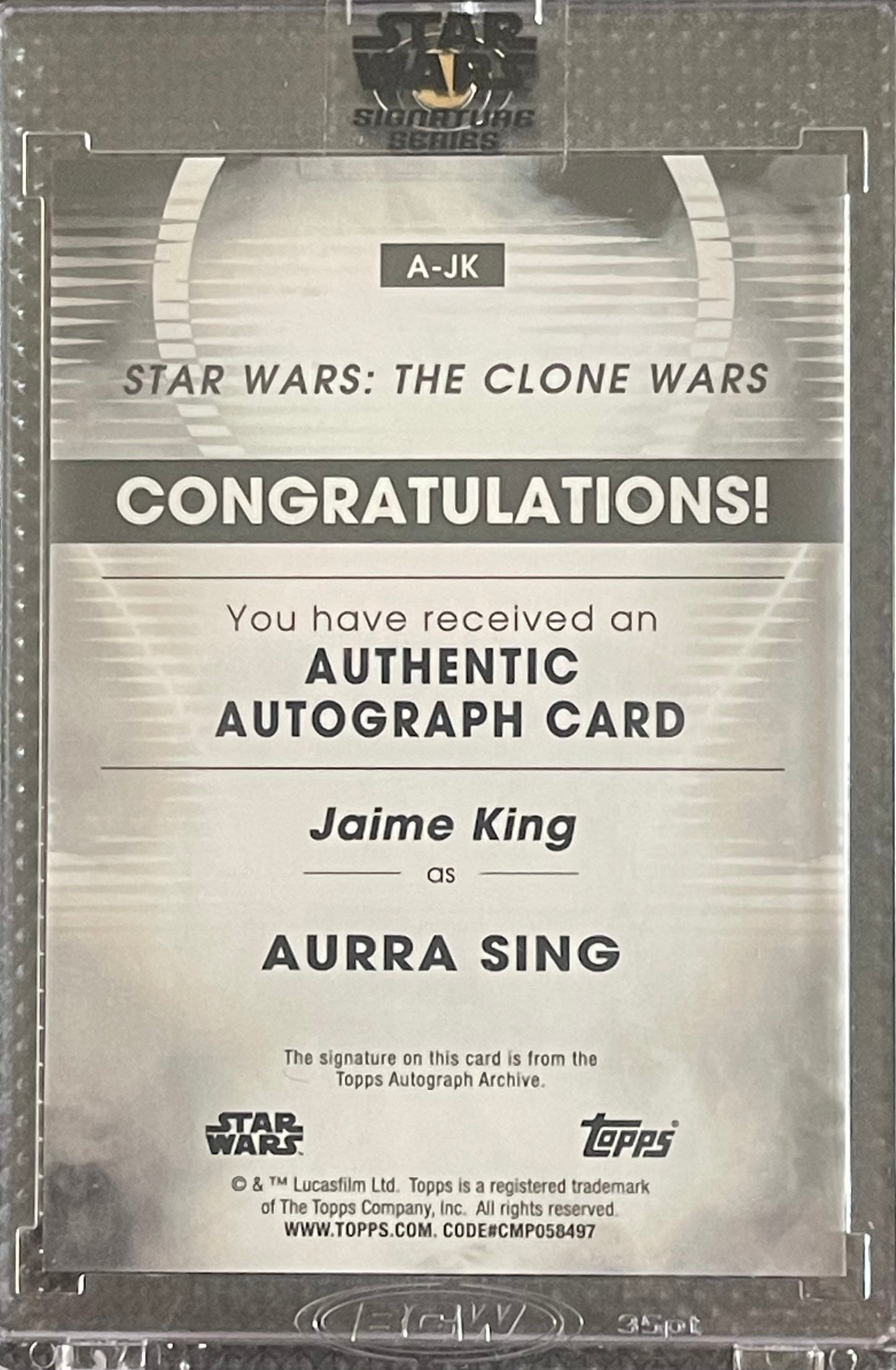 2023 Topps Star Wars Signature Series - #A-JK - Jamie King as AURRA SING AUTO 7/10