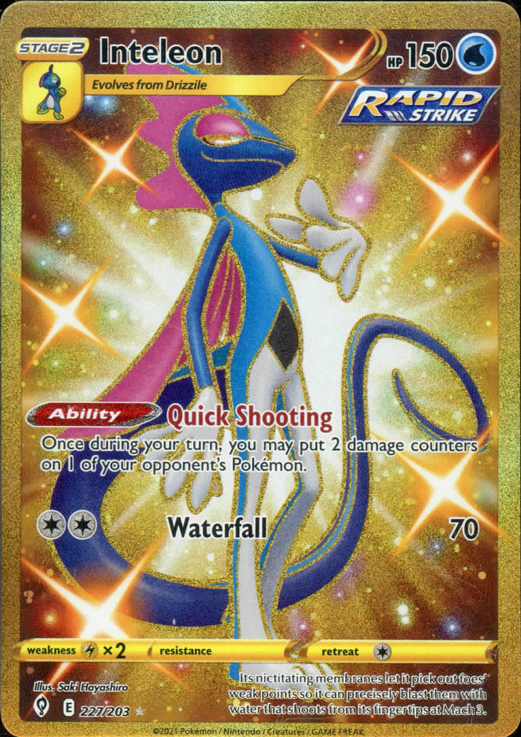 Inteleon 227/203 Evolving Skies Secret Rare Gold Holo Full Art