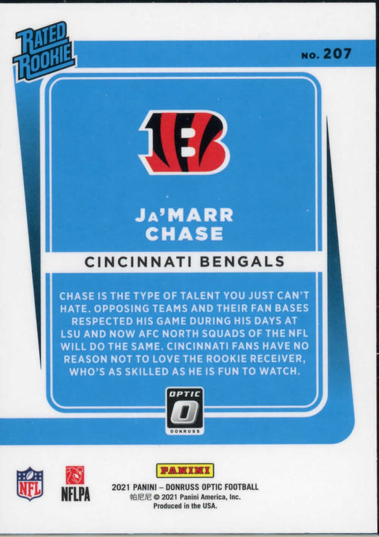 2021 Panini Donruss Optic Ja'Marr Chase Rated Rookie Card RC #207 Bengals Football