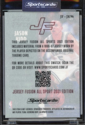 2021 Jersey Fusion Jason Kidd Game Used Swatch