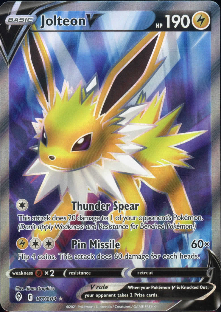 Jolteon V Full Art 177/203 Ultra Rare Evolving Skies Pokemon TCG