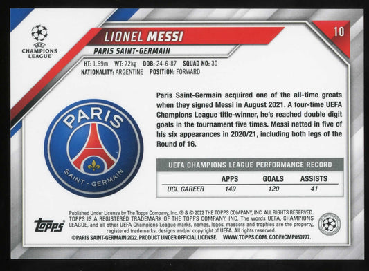 2022 Topps Champions League Lionel Messi Paris Saint-Germain