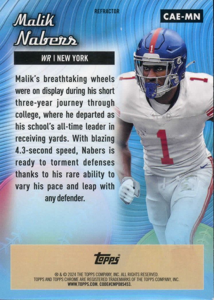 2024 Topps Chrome Football Malik Nabers ALL-ETCH RC