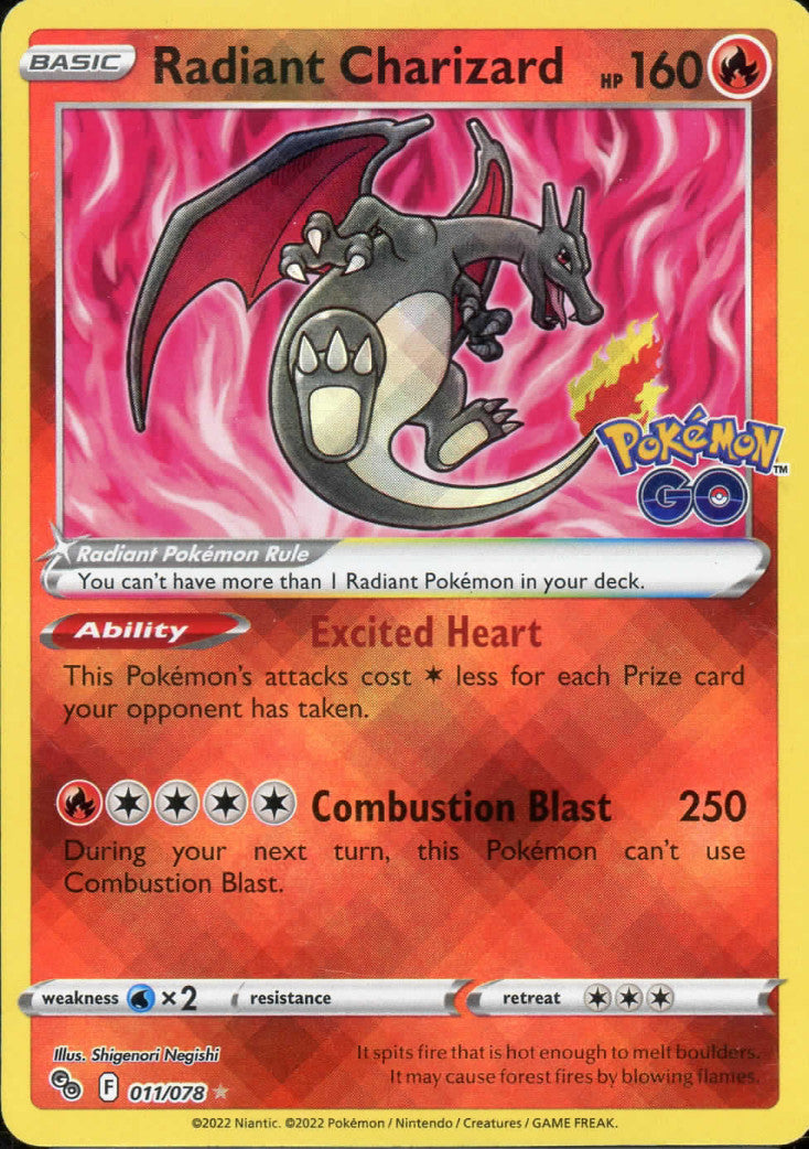 Pokémon TCG Radiant Charizard 011/078 Pokémon GO Holo