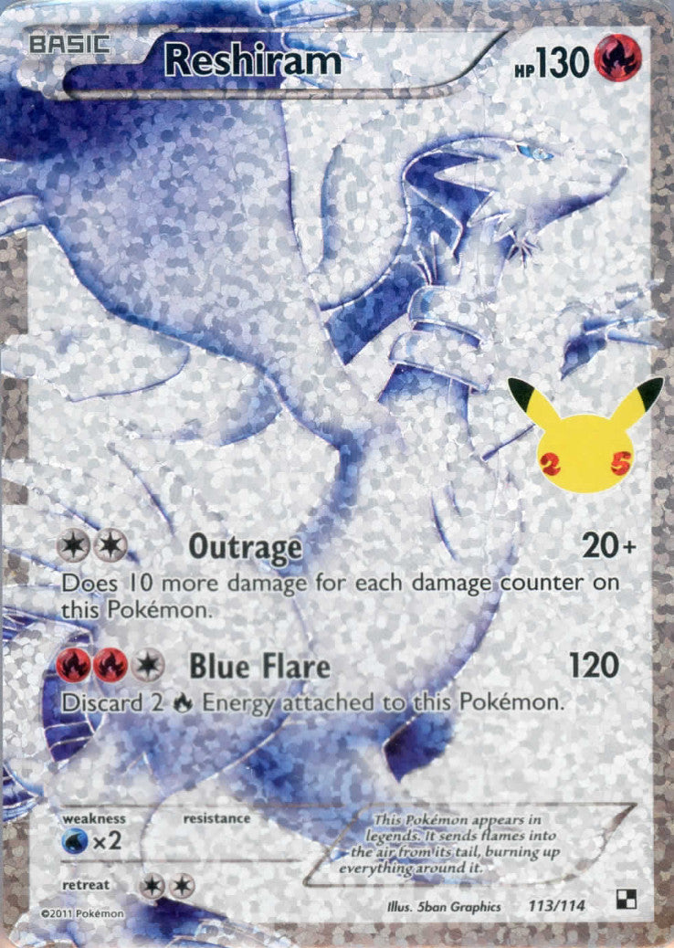 Reshiram 113/114 Full Art Ultra Rare - Pokemon Celebrations 25th Anniversary