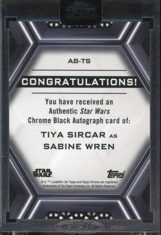 2022 Topps Chrome Black Star Wars Auto Tiya Sincar As Sabine Wren #AB-TS