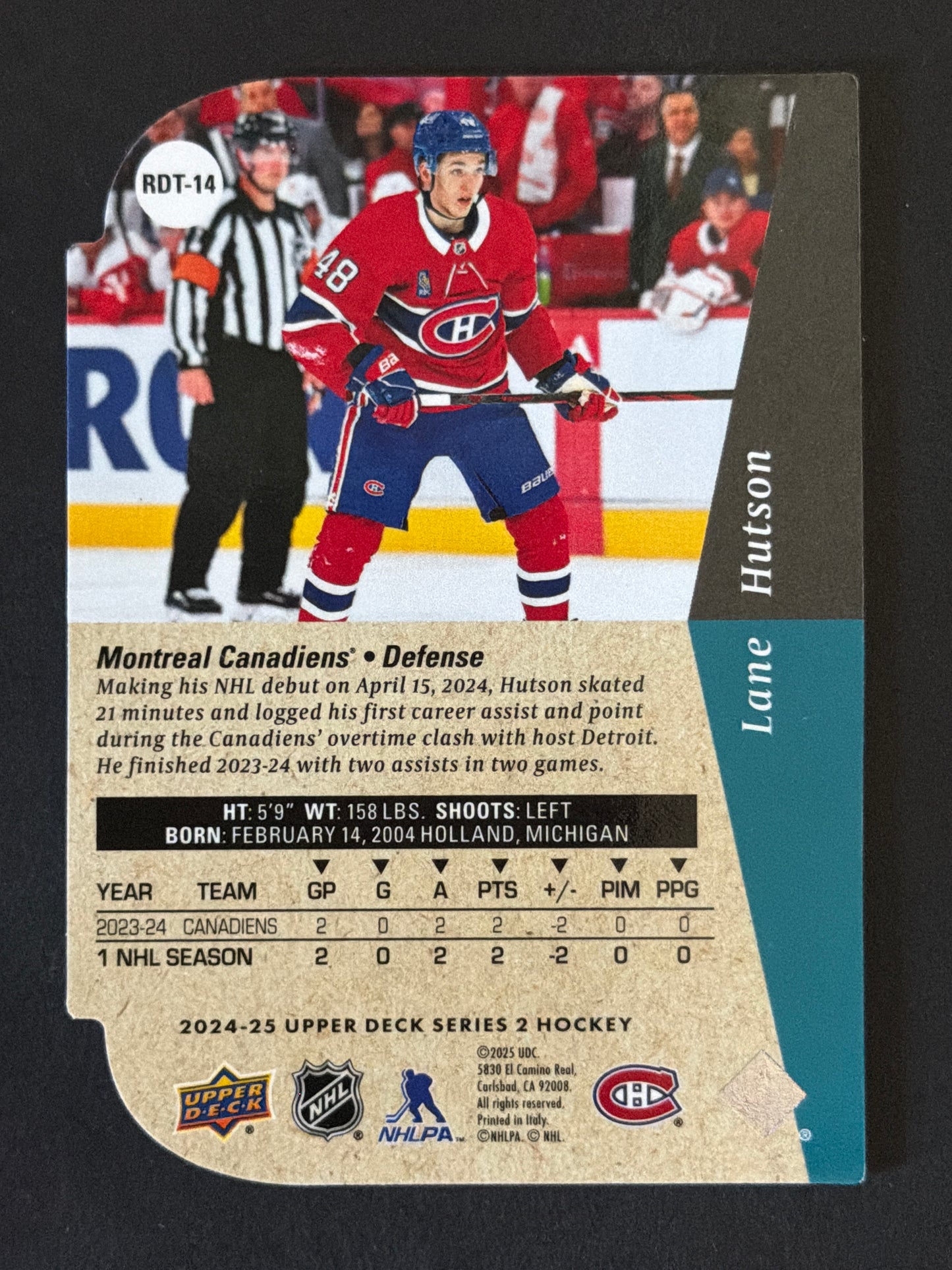 2024-25 Upper Deck Series 2  Lane Hutson #RDT-14