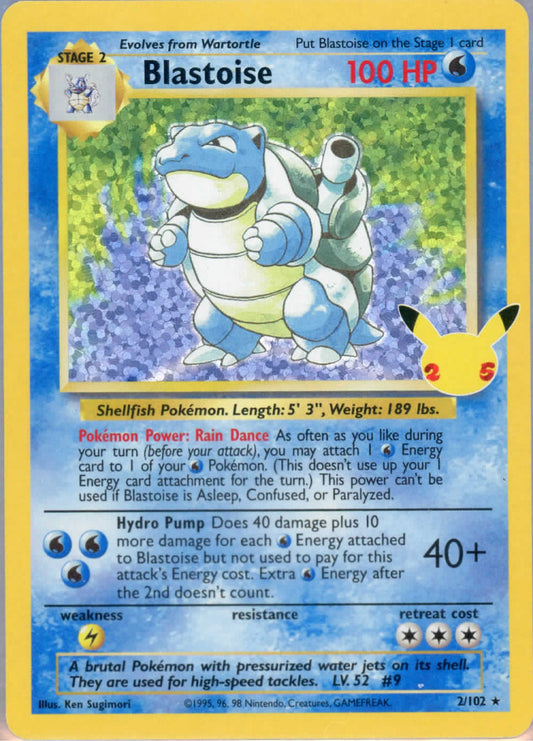 Pokemon TCG Blastoise 2/102 Celebrations 25th Anniversary Collection 2021