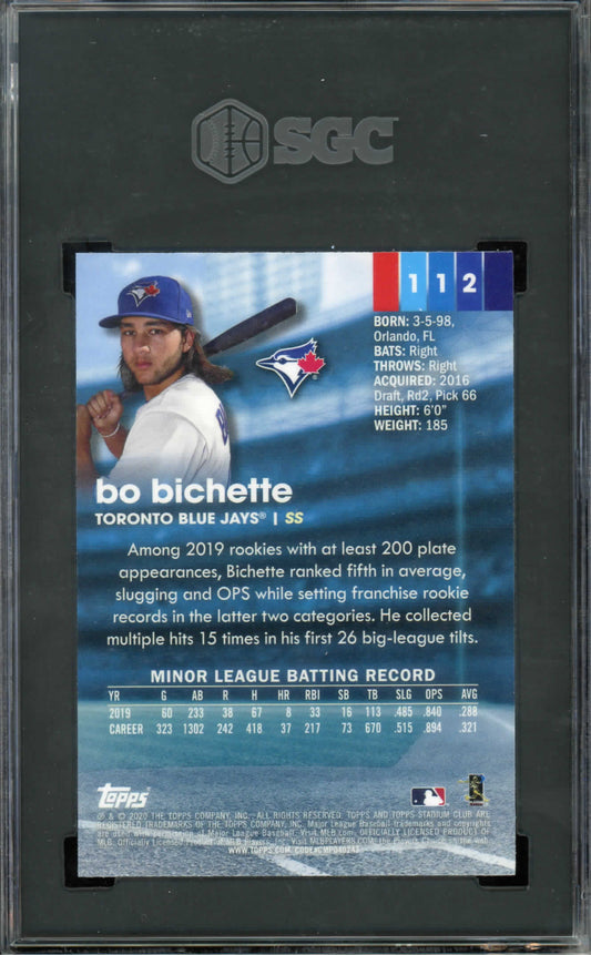 2020 TOPPS STADIUM CLUB CHROME #112 BO BICHETTE SGC GEM MT 10