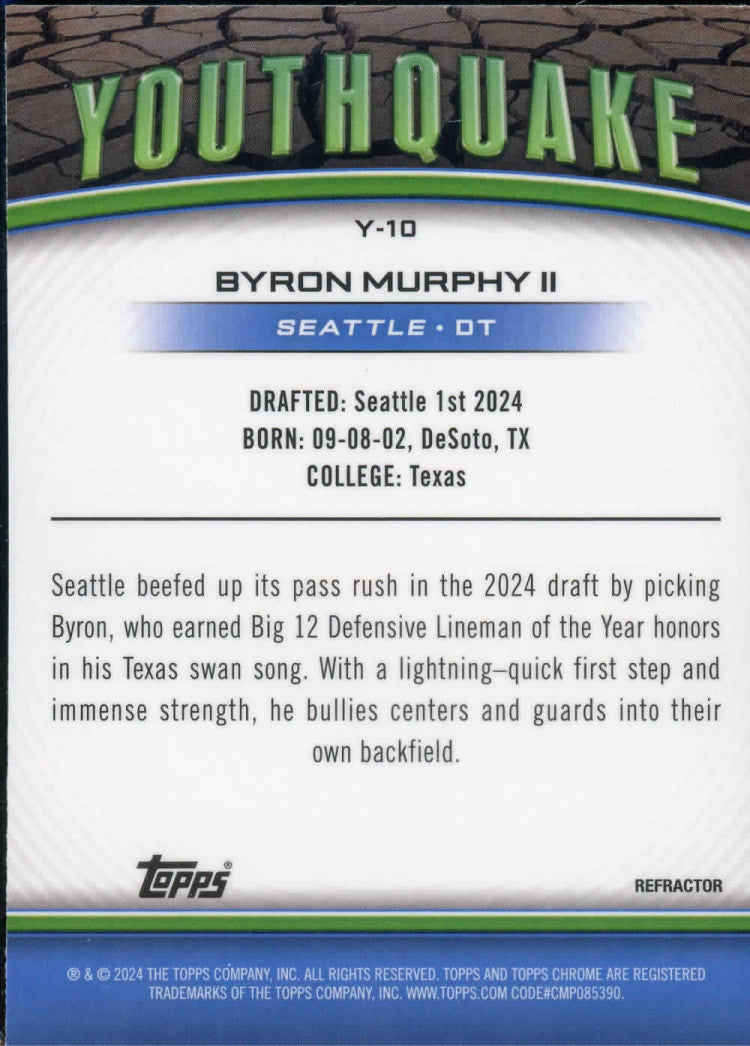 2024 Topps Chrome Football Byron Murphy II Youthquake RC