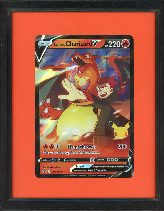 Framed Lance's Charizard V 2021 Pokemon Oversized Card Black Star Promo