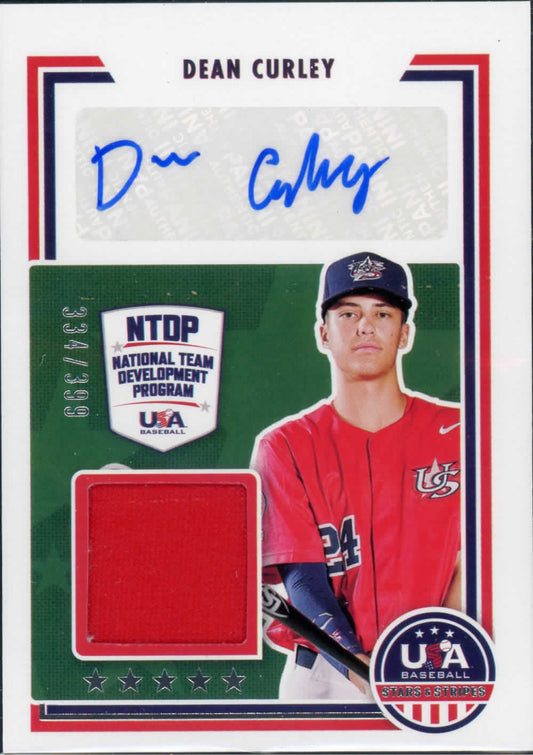 2022 Panini USA Baseball Stars & Stripes Dean Curley /399 Auto Patch