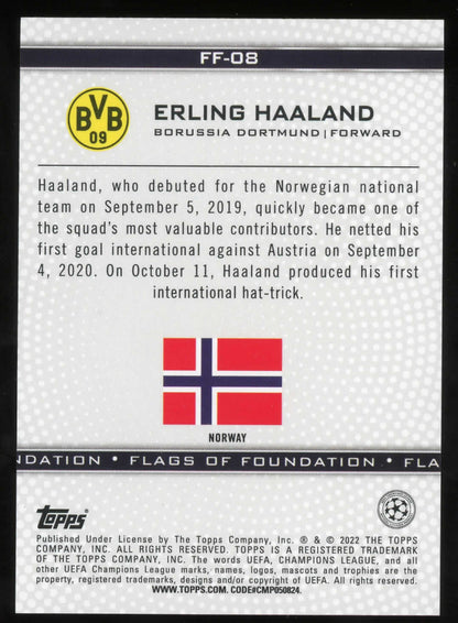 2021-22 Topps UEFA Champions League Flags of Foundation Erling Haaland