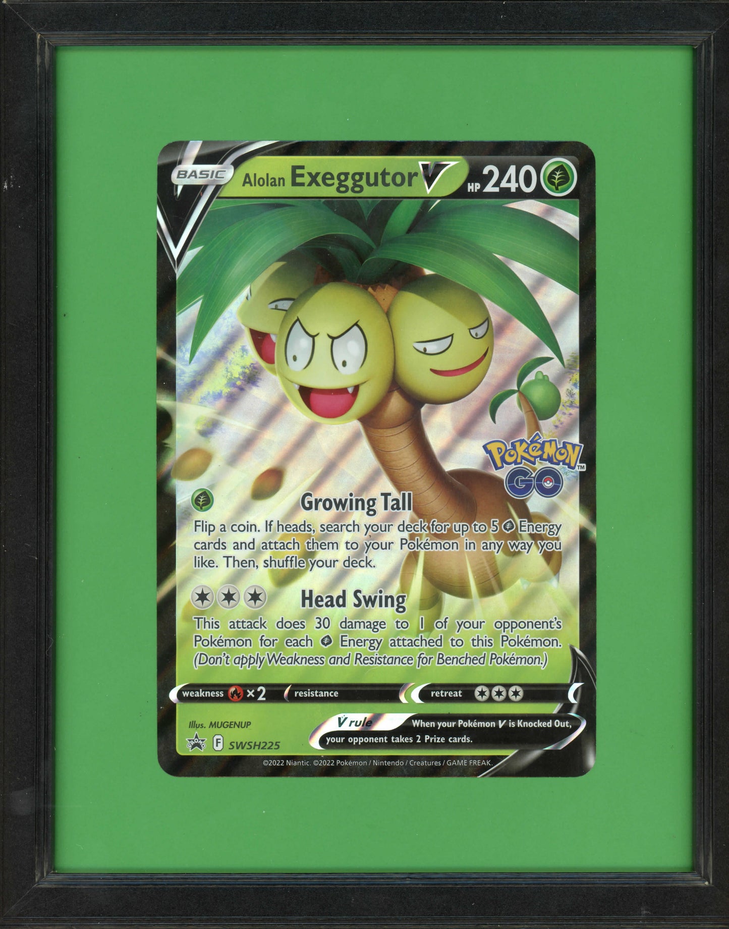 Framed Alolan Exeggutor V 2021 Pokemon Oversized Card Black Star Promo