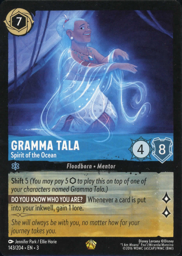 Disney Lorcana Into the Inklands Gramma Tala Spirit of the Ocean 143/2 – Wooden Bat Trading Cards