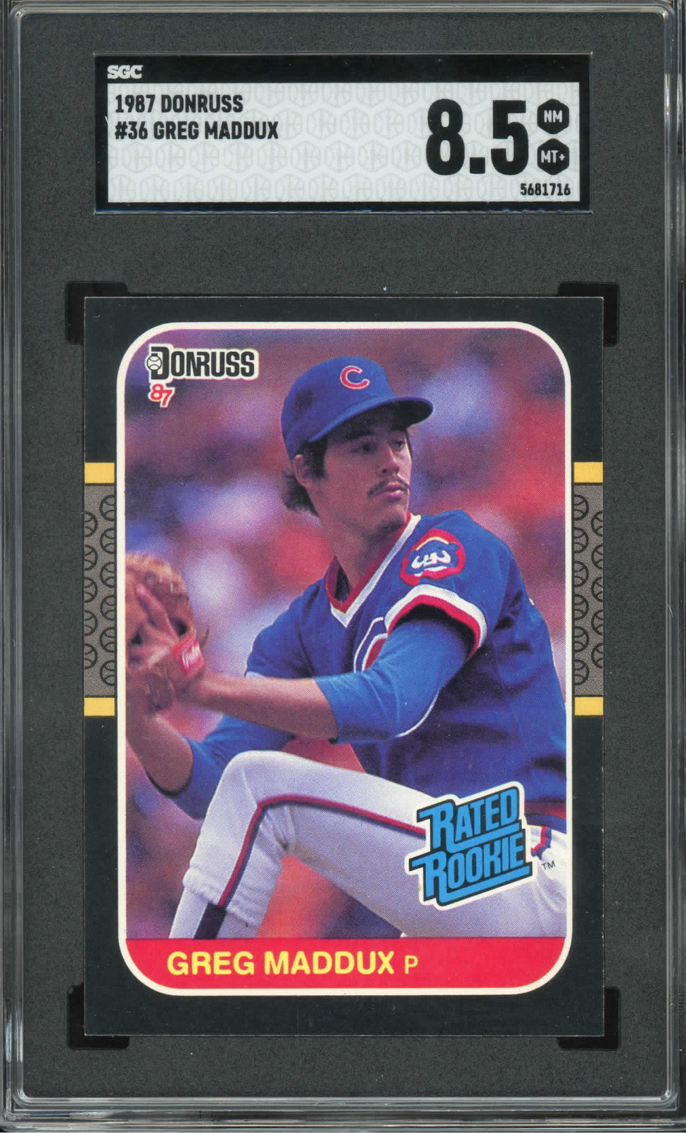 1987 DONRUSS #36 GREG MADDUX SGC NEAR MINT 8.5