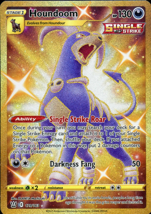 Houndoom 179/163 Pokemon Battle Styles Gold Secret Rare Full Art Card