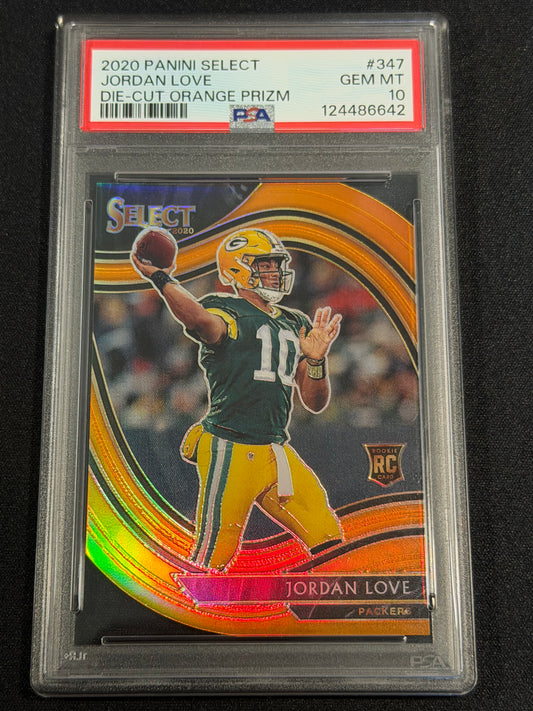 2020 Panini Select Jordan Love Orange Die-Cut Rookie Card