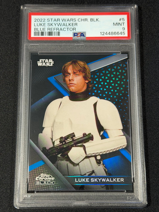 2022 Topps Star Wars Chrome Black #5 Luke Skywalker Blue Refractor /75 PSA 10