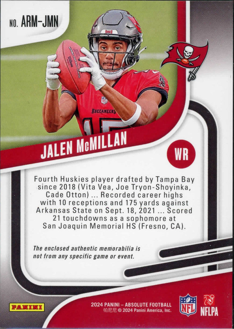 2024 Panini Absolute Rookie Material Patch Jalen McMillan #ARM-JMN RC Buccaneers