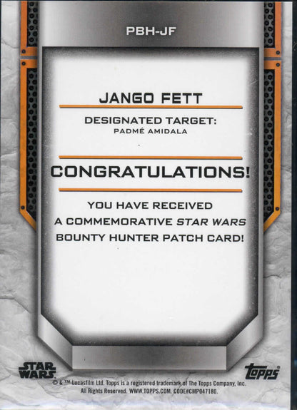 2021 Topps Star Wars Bounty Hunters Jango Fett Commemorative Bounty Hunter Patch Relic