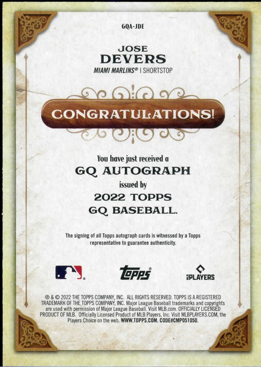 2022 Topps Gypsy Queen Autographs Jose Devers Auto