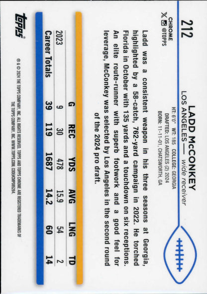 2024 Topps Chrome Football Ladd McConkey RC #212