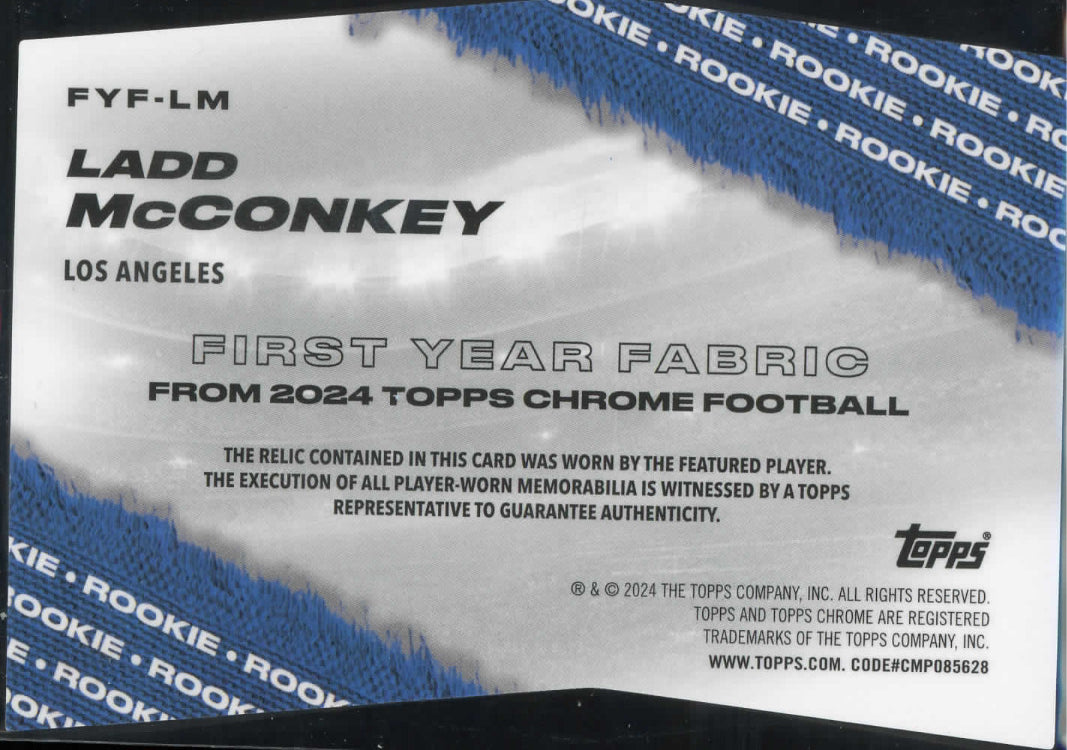 2024 Topps Chrome Football Ladd McConkey First Year Fabric RC