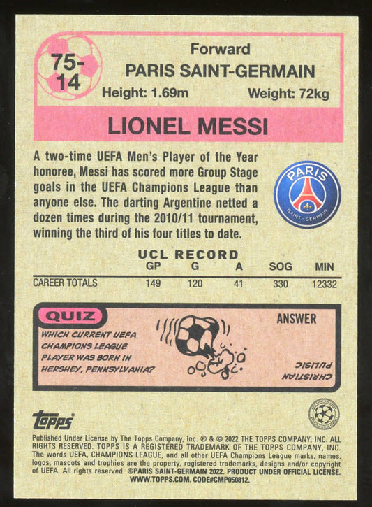 2021-22 Topps UEFA Champions League Retro Lionel Messi PSG