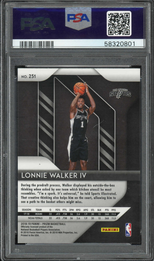 2018 PANINI PRIZM LONNIE WALKER IV #251 PSA MINT 9
