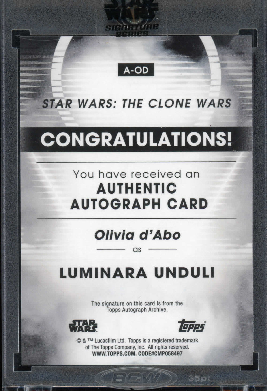 2023 Topps Star Wars Signature Series Olivia d'Abo as Luminara Unduli Auto #A-OD