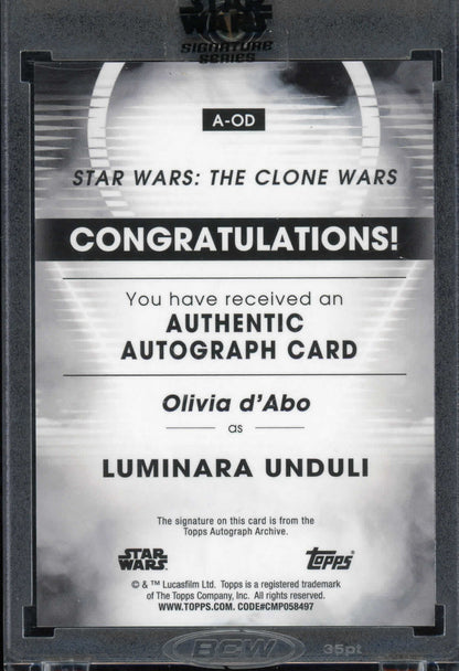 2023 Topps Star Wars Signature Series Olivia d'Abo as Luminara Unduli Auto #A-OD