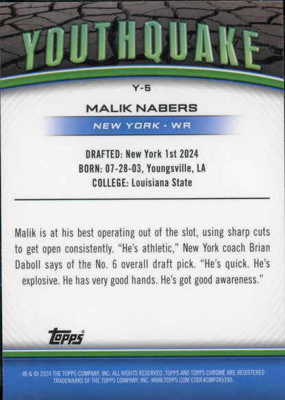 2024 Topps Chrome Football Malik Nabers Youthquake X-Fractor RC