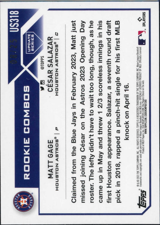 2023 Topps rookie combos matt Gage/Cesar Salazar camo /25