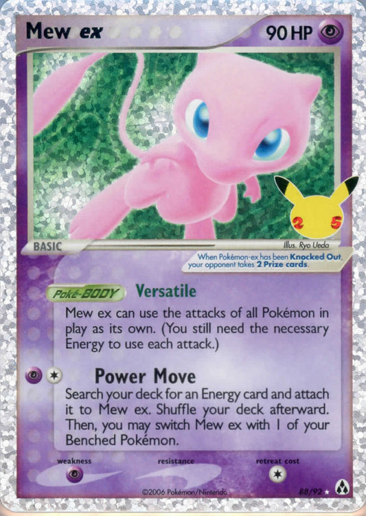 Mew ex Holo 88/92 Pokemon Celebrations Classic Collection Card