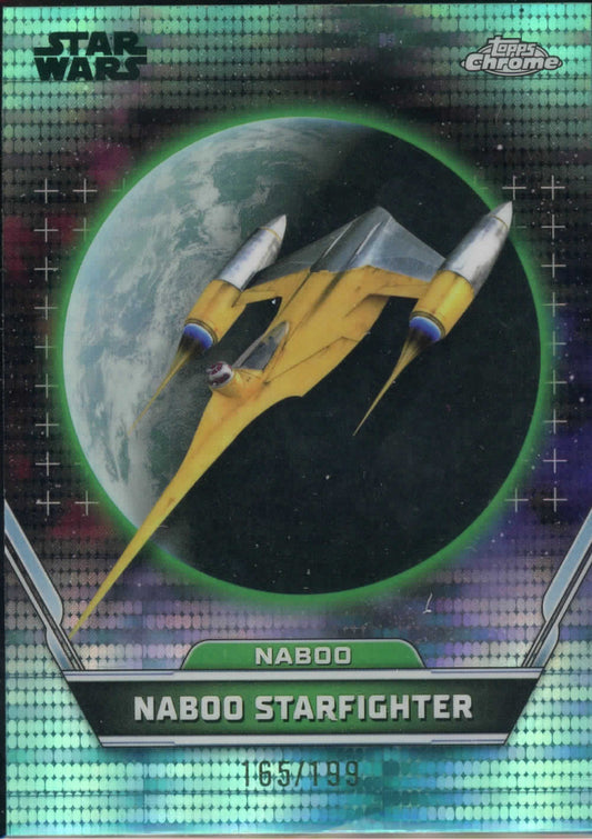 2024 Topps Chrome Star Wars Hyperspace Naboo, Naboo Starfighter Aqua Sonar Refractor165/199