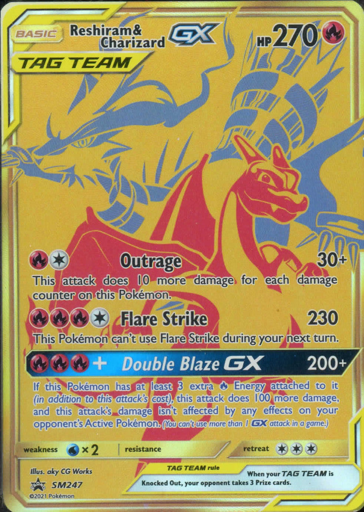 Reshiram & Charizard GX SM247 Black Star Promos Tag Team Holo Pokémon 2021