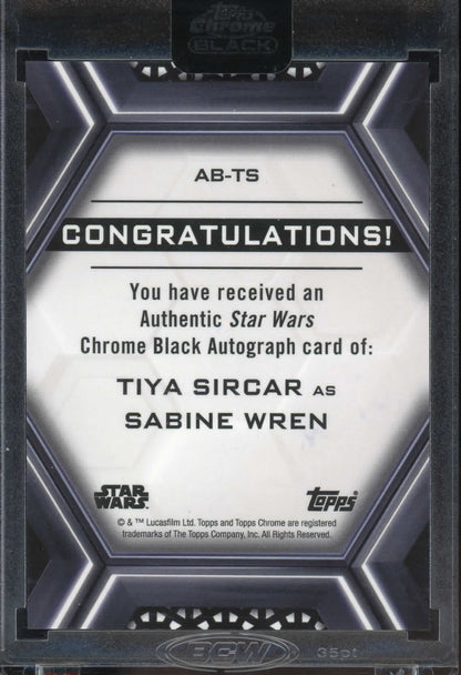 2022 Topps Chrome Black Star Wars Auto Tiya Sincar As Sabine Wren #AB-TS