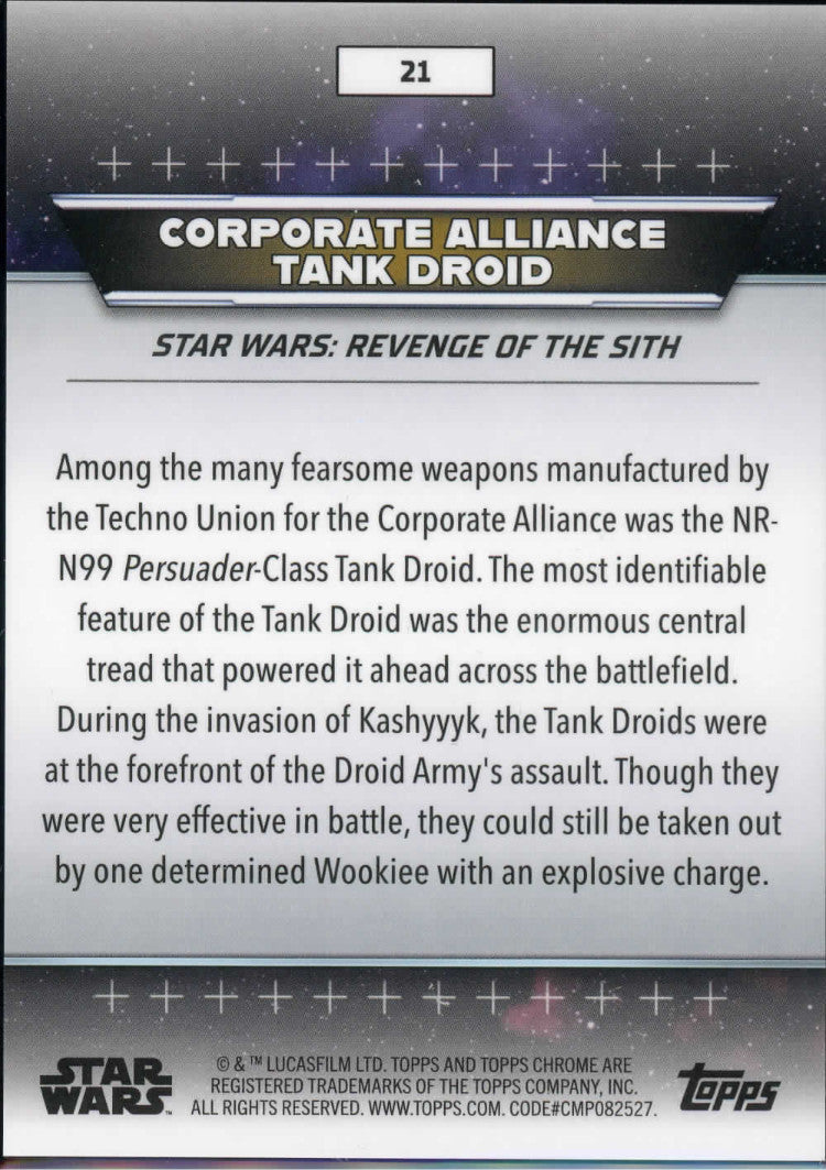 2024 Topps Chrome Star Wars Hyperspace Corporate Alliance Tank Droid Hyperlanes 12/25